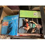 BOX OF LP RECORDS AND VARIOUS THE WORLD OF STAMPS COLLECTION