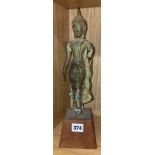 VERDI GRIS METALWARE STANDING FIGURE OF A BUDDHA