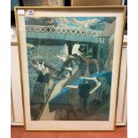STANLEY SPENCER PRINT - SWAN UPPING AT COOKHAM