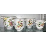 ROYAL WORCESTER MANDARIN BIRDS PATTERNED TWIN HANDLED GRADUATED CACHE POTS