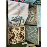 BOX OF CERAMIC TILES INCLUDING 19TH CENTURY MINTON EXAMPLES
