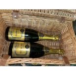 F & M WICKER HAMPER CONTAINING TWO BOTTLES OF CHAMPAGNE