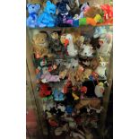 CABINET OF MAINLY TY BEANIE BEARS AND SOME OTHER SMALL SOFT TOYS