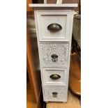 WHITE PAINTED FOUR DRAWER NARROW CHEST