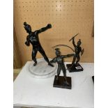 PATINATED SPELTER FIGURES OF GRECIAN WARRIORS