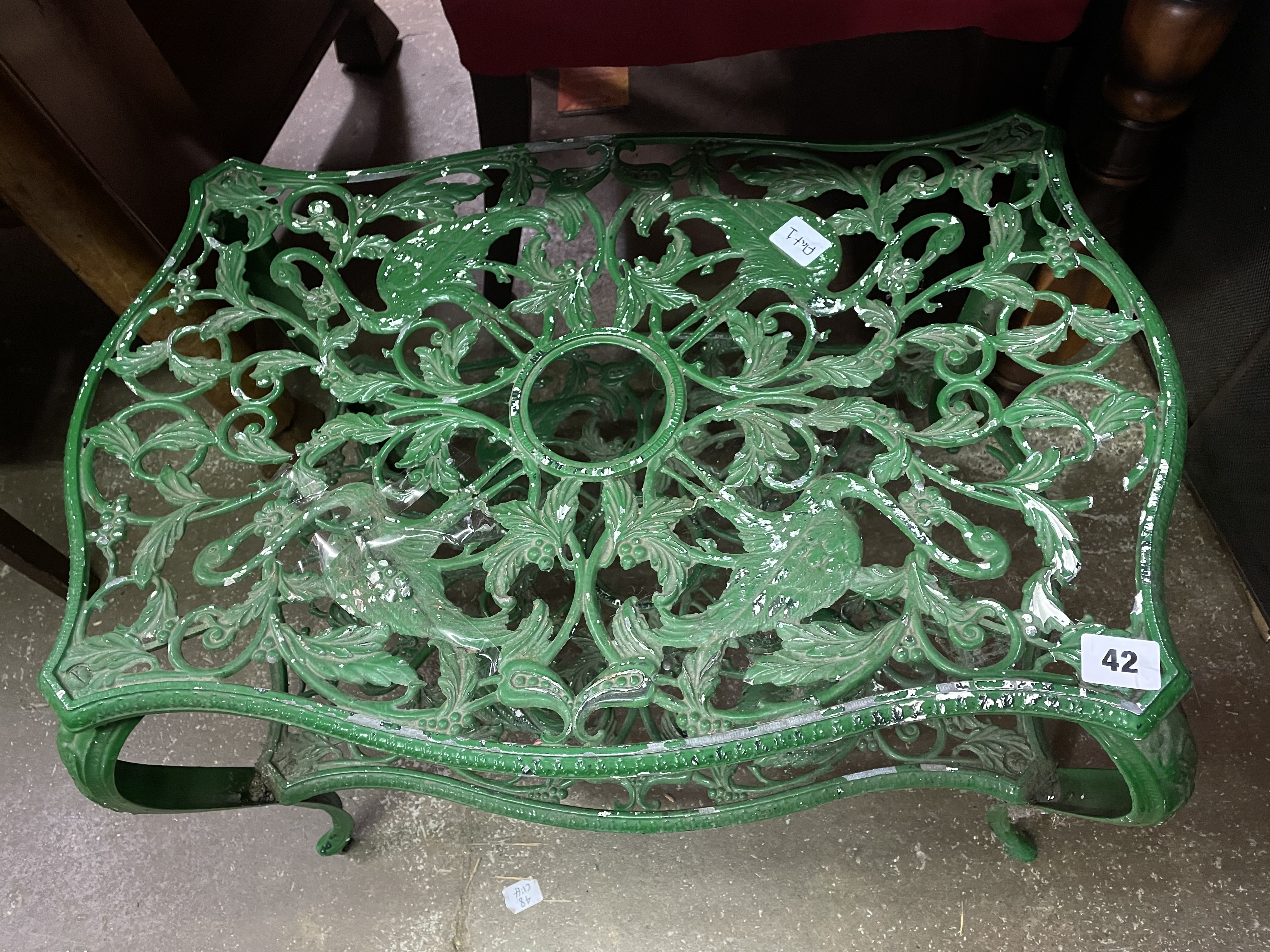 GREEN WROUGHT IRON HERON DESIGN ETAGERE TABLE - Image 2 of 3