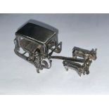 WHITE METAL MINIATURE OXEN AND CART MODEL
