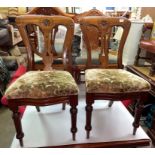 SET OF FOUR VICTORIAN WAISTED BACK UPHOLSTERED DINING CHAIRS