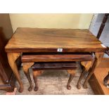 NEST OF THREE WALNUT CABRIOLE LEG TABLES