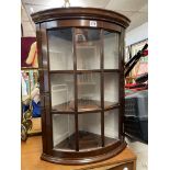 MAHOGANY CONVEX GLAZED HANGING CORNER CUPBOARD