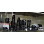 SELECTION OF VARIOUS CAMERA LENSES - TAMRON, PENTAX, AND OTHERS,