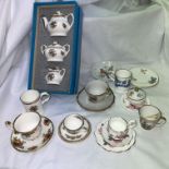 SELECTION OF MINIATURE BONE CHINA CABINET CUPS AND SAUCERS BY COALPORT,