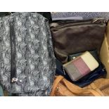 BOX OF VARIOUS ACROSS THE SHOULDER BAGS, PURSES,