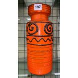 WEST GERMAN TANGERINE LAVA POTTERY VASE