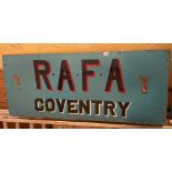 PLYBOARD RAFA COVENTRY SIGN AND RAF BATTLE OF BRITAIN WINGS APPEAL SIGNS