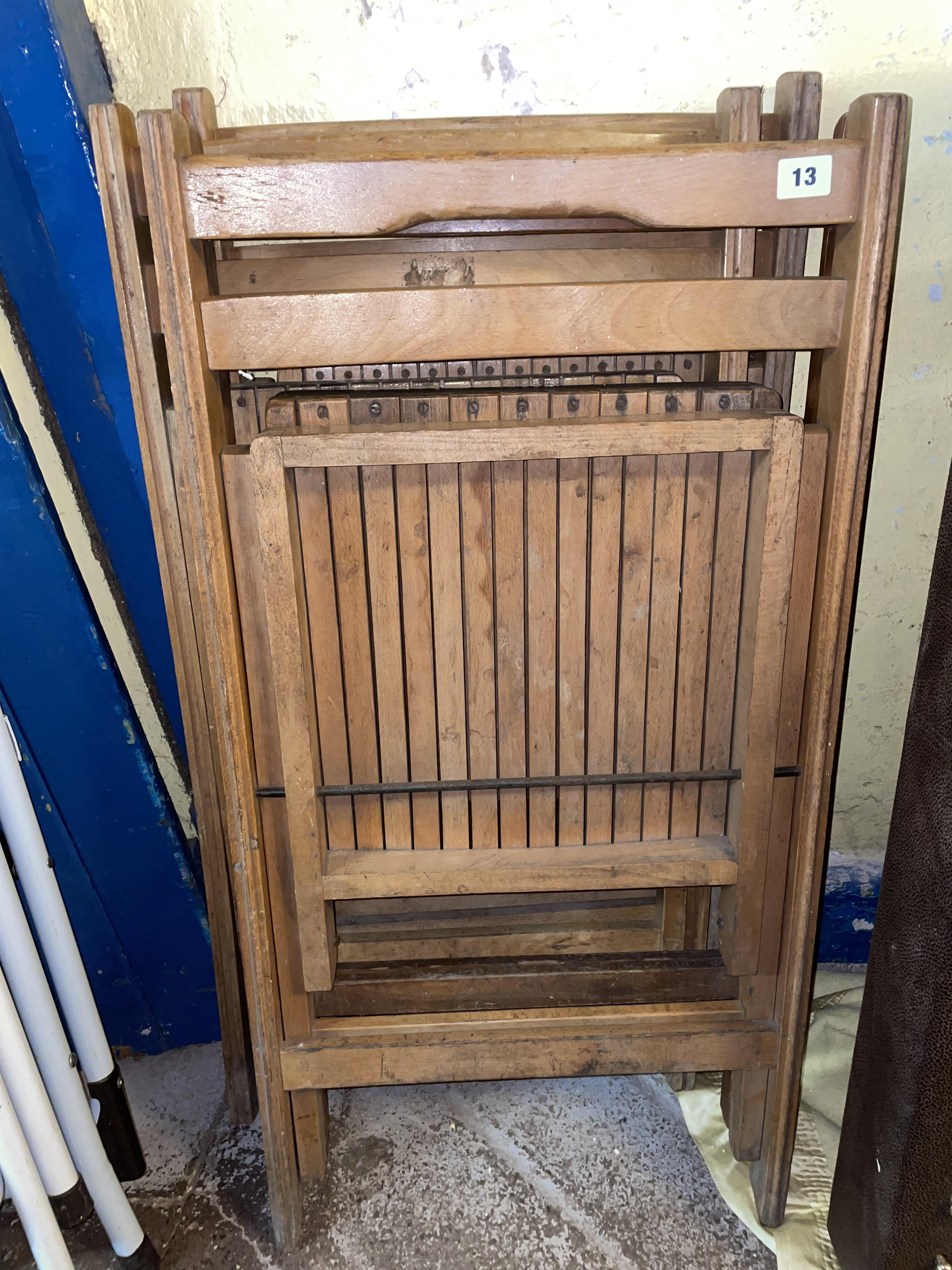 FOUR VINTAGE SLATTED FOLDING CONCERT CHAIRS - Image 2 of 2
