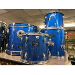 LUDWIG ACCENT ELECTRIC BLUE BASE DRUM AND TOM TOMS