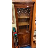 MAHOGANY NARROW BOW FRONTED ASTRAGAL GLAZED CABINET