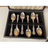 CASED SET OF SIX BIRMINGHAM SILVER KINGS PATTERN TEASPOONS