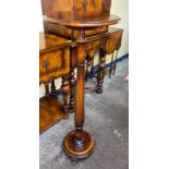 MAHOGANY TORCHERE/CANDLE STAND ON RING TURN COLUMN ON CIRCULAR BASE WITH GILT METAL PAW FEET 40CM