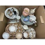 BOX - STANLEY CHINA TEA SET, SYLVAC VASE, WADE WIMSIES, PORT MERION VASE,