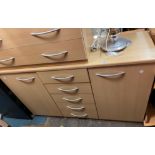 BEECH MODERN SIDEBOARD WITH FIVE CENTRAL DRAWERS