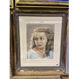 JOHN MARSHALL PASTELS CHALK ON PAPER PORTRAIT OF A FEMALE WEARING NECKLACE 28CM X 36CM APPROX AND