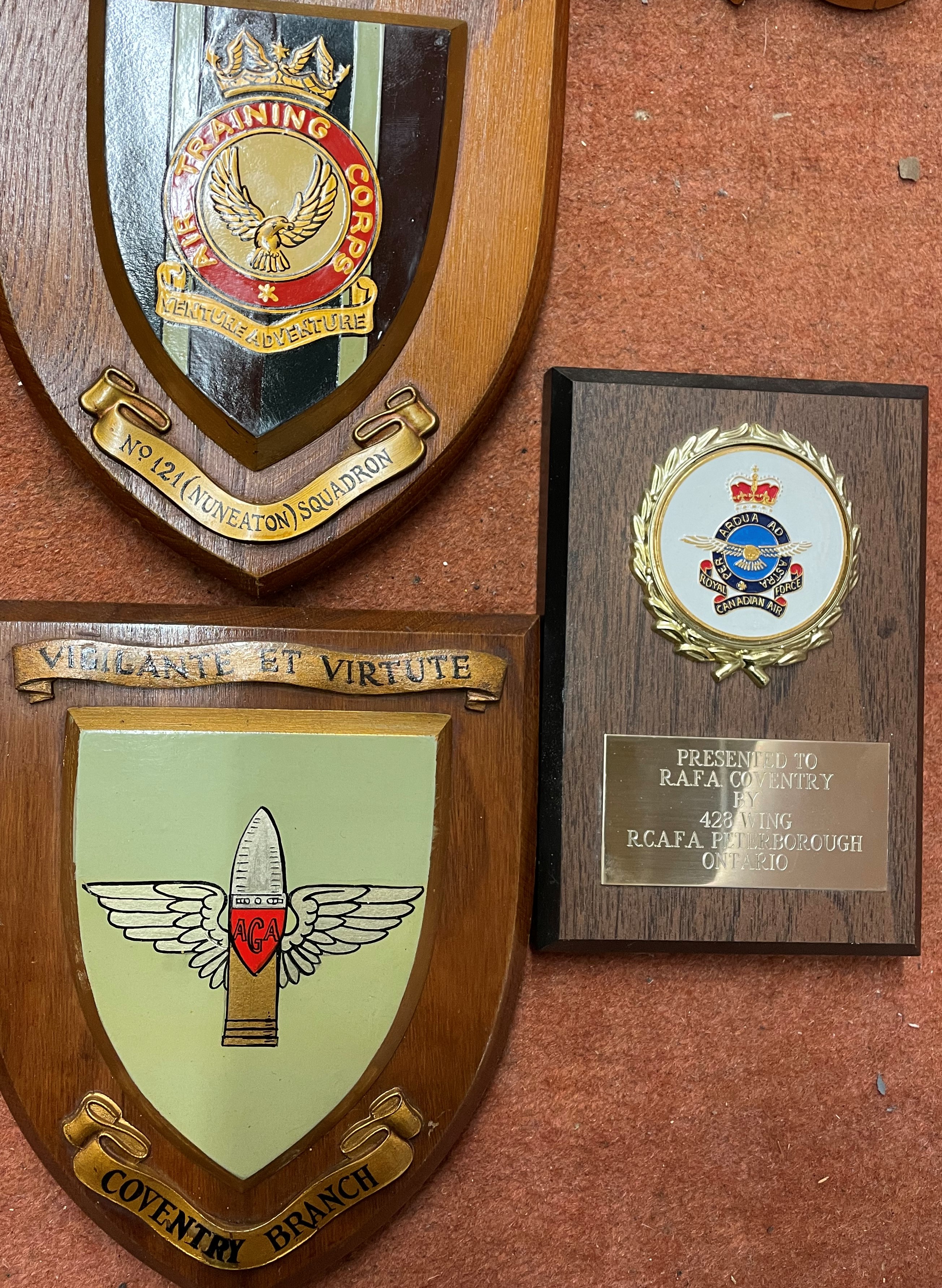 QUANTITY OF SHEILD SHAPE SQUADRON PLAQUES ASSOCIATED WITH COVENTRY AND WARWICKSHIRE AND THE CITY OF - Image 2 of 12