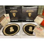 TWO BOXED LIMITED EDITION WEDGWOOD BLACK JASPERWARE COMMEMORATIVE GUINNESS PLATES WITH CERTIFICATES