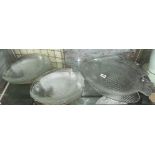 GLASS FISH SHAPED SERVING PLATTER AND SIDE DISHES