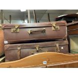 TWO VINTAGE BROWN SUITCASES