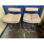 PAIR OF 1970S PIEFF CHROMIUM BEIGE LEATHER HIGH STOOLS