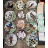 TWELVE COLLECTORS PLATES INCLUDING LIMOGES FIRST EDITION "GARDEN BIRDS OF THE WORLD" BY BASIL EDE