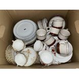 BOX CONTAINING DENBY TABLE WARES, VICTORIAN TEA SET,