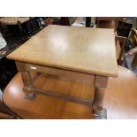 SQUARE SECTION OAK LAMP TABLE ON TURNED LEGS