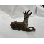COLD PAINTED BRONZE RECUMBENT STAG MODEL AS FOUND