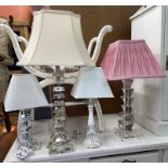 GLASS SECTIONAL TABLE LAMPS AND SHADES