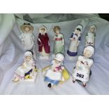 ROYAL DOULTON FIGURINES THE KATE GREENAWAY COLLECTION -KATHY, TESS, ANNA, JAMES, EDITH, GEORGINA,