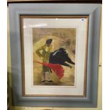 JOHN MARSHALL WATERCOLOUR ON PAPER MATADOR FRAMED AND GLAZED 36CM X 49CM