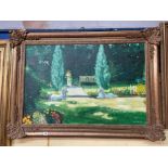 JOHN MARSHALL OIL ON CANVAS SUMMER GARDEN SIGNED AND DATED 1993 IN ORNATE GILT FRAME 90CM X 60CM