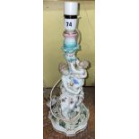 EARLY 20TH CENTURY DRESDEN PORCELAIN FIGURAL CANDLESTICK CONVERTED FOR ELECTRICITY