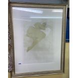 LIMITED EDITION RALPH BROWN PRINT 51/90 RECLINING FEMALE NUDE FRAMED AND GLAZED SIGNED PENCIL 32CM