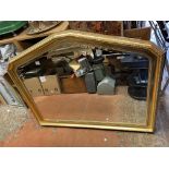 GILT BEADED EDGE CANTED OVER MANTLE MIRROR
