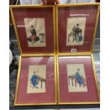 SET OF FOUR CHINESE WATER COLOURS ON PAPER OF MUSICAL THEMES FRAMED AND GLAZED