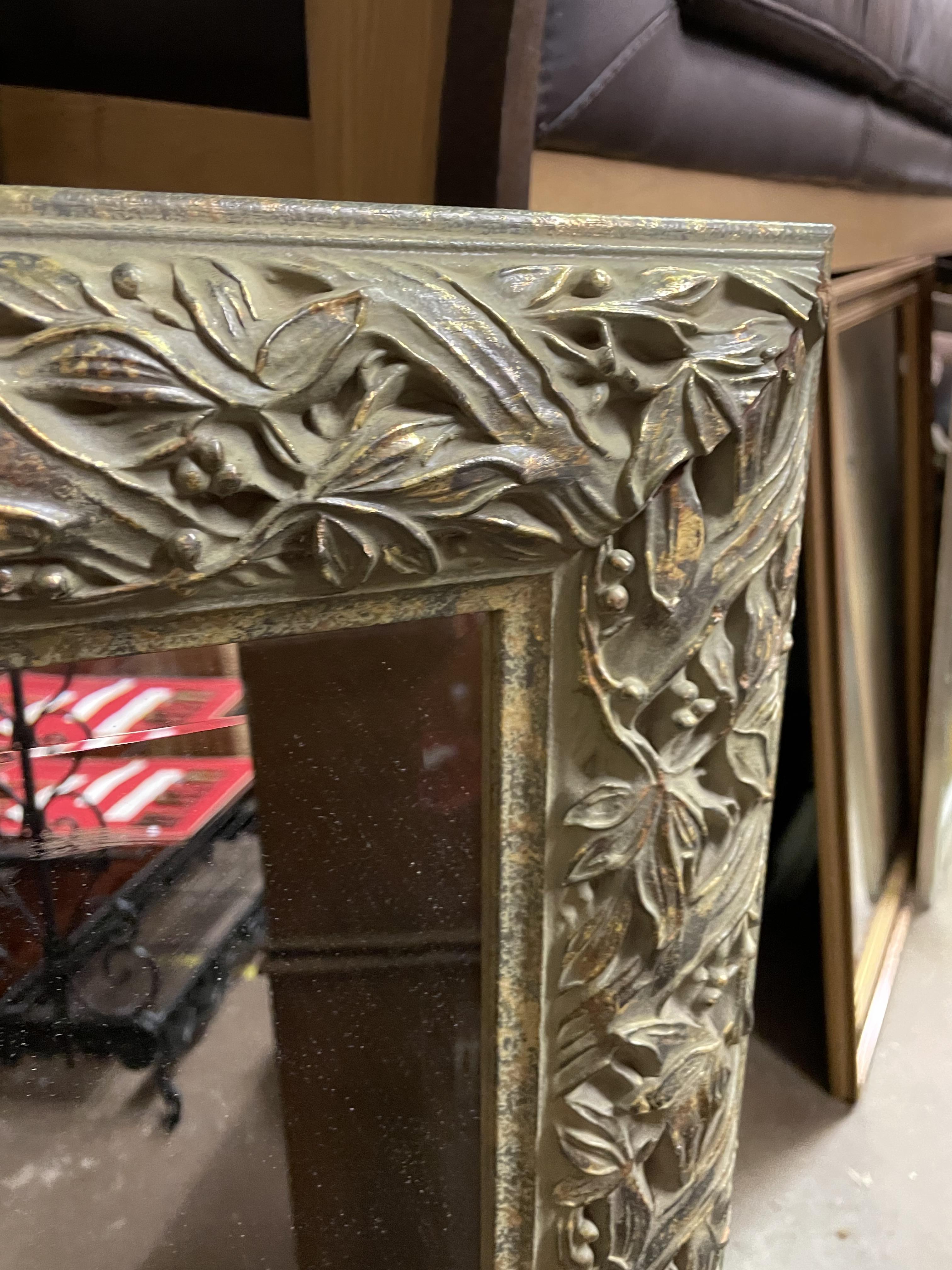 VERDI GRIS AND BURNISHED FLORAL FRAMED MIRROR - Image 2 of 2