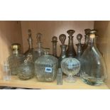 SELECTION OF DECANTERS AND PRESSED GLASSWARE