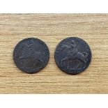 1794 COVENTRY HALF PENNY TOKEN AND A 1792 COVENTRY HALF PENNY