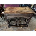 CARVED OAK BOBBIN REEL TURNED NEST OF TABLES