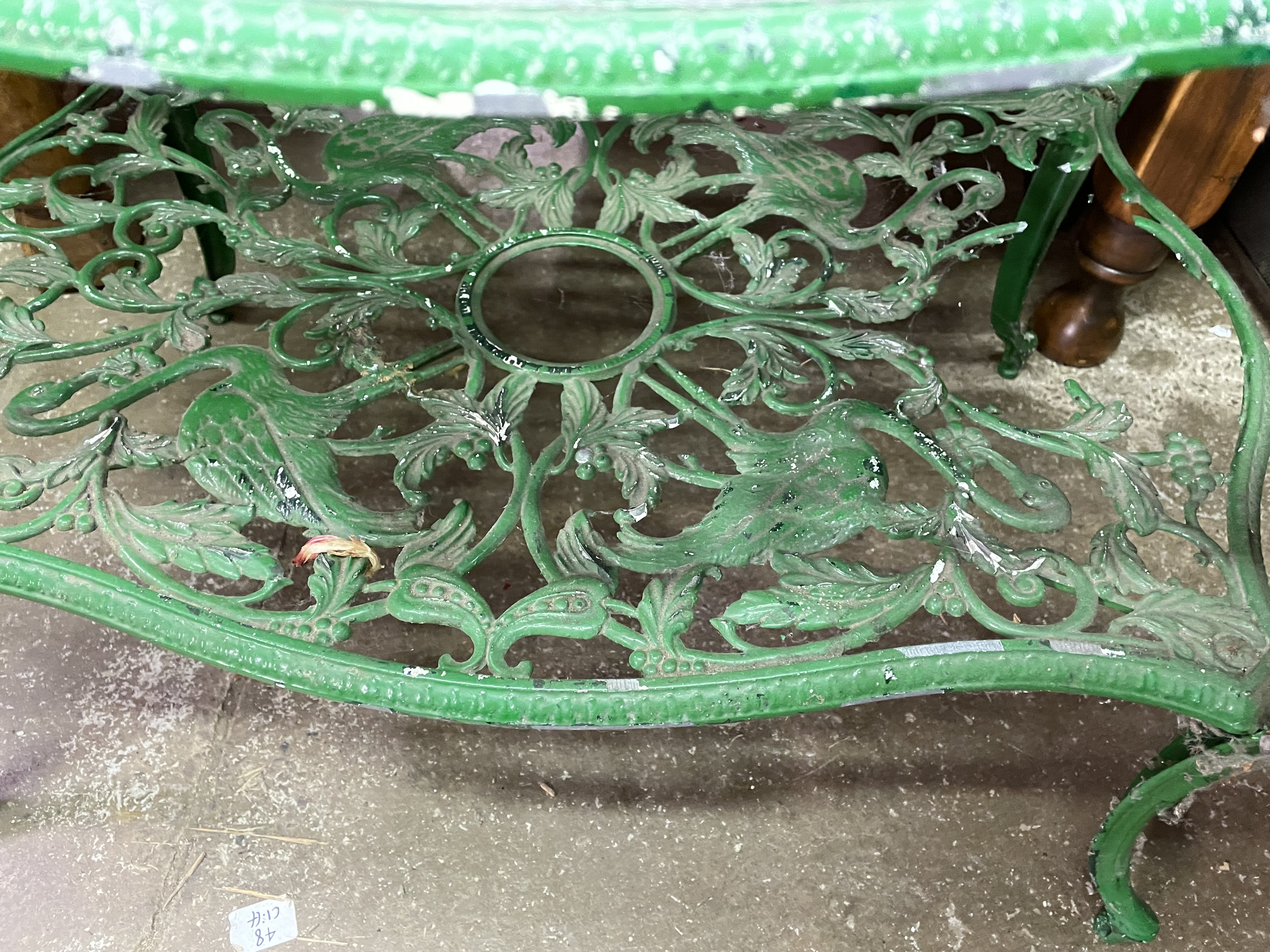 GREEN WROUGHT IRON HERON DESIGN ETAGERE TABLE - Image 3 of 3