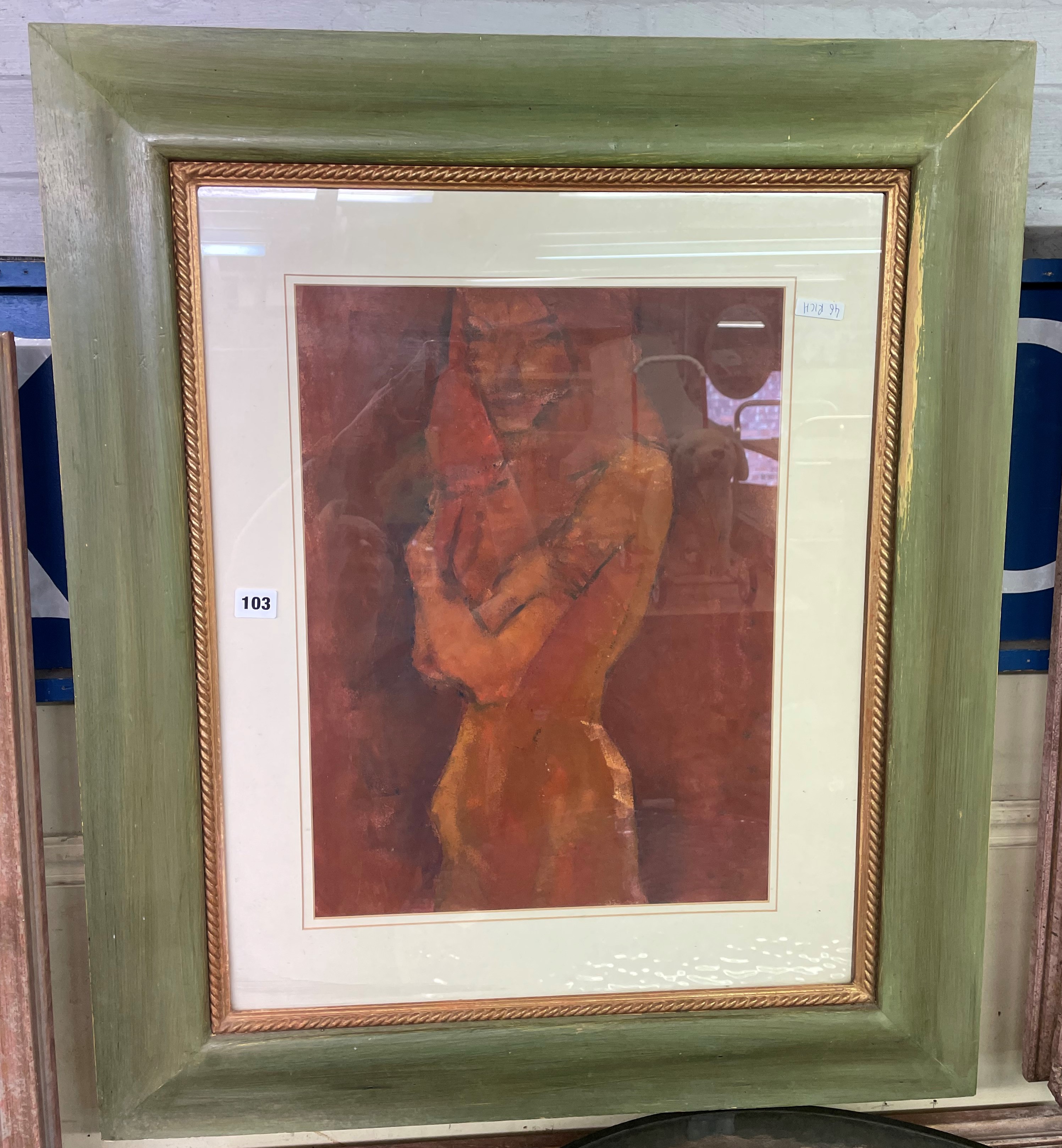 JOHN MARSHALL ACRYLICS AND WATERCOLOURS ON PAPER OF A FEMALE NUDE 37CM X 49CM APPROX FRAMED AND